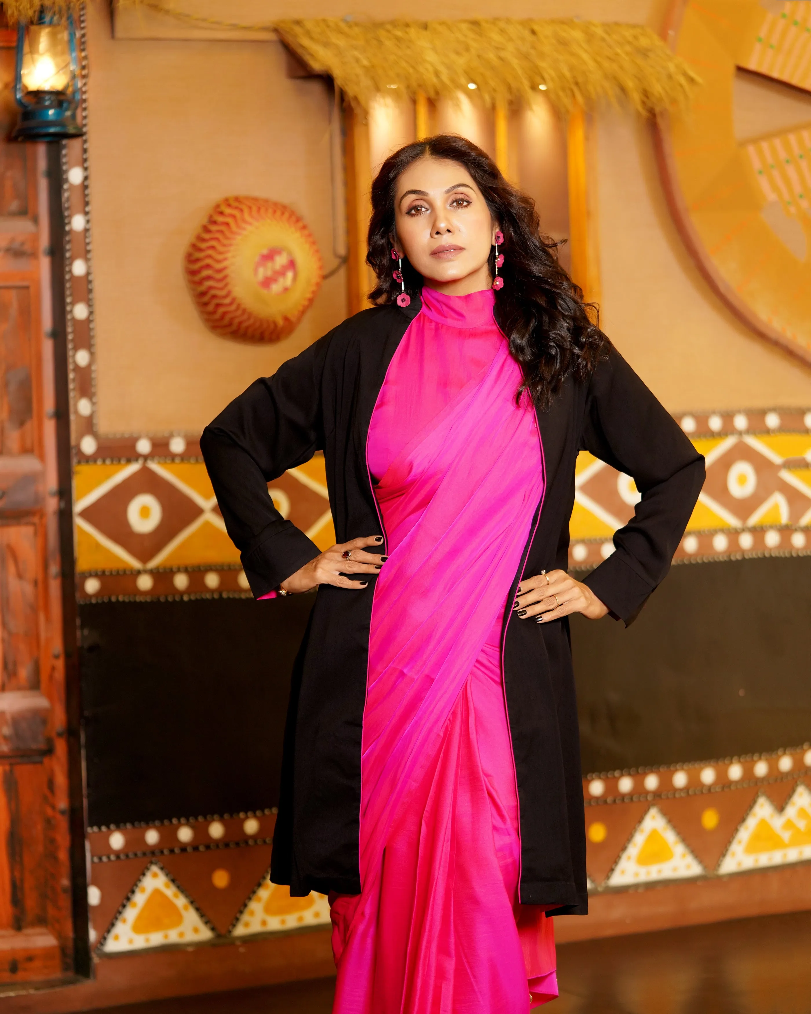 Black Jacket with Fuchsia Surprise