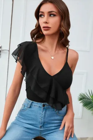 Black Ruffle Top