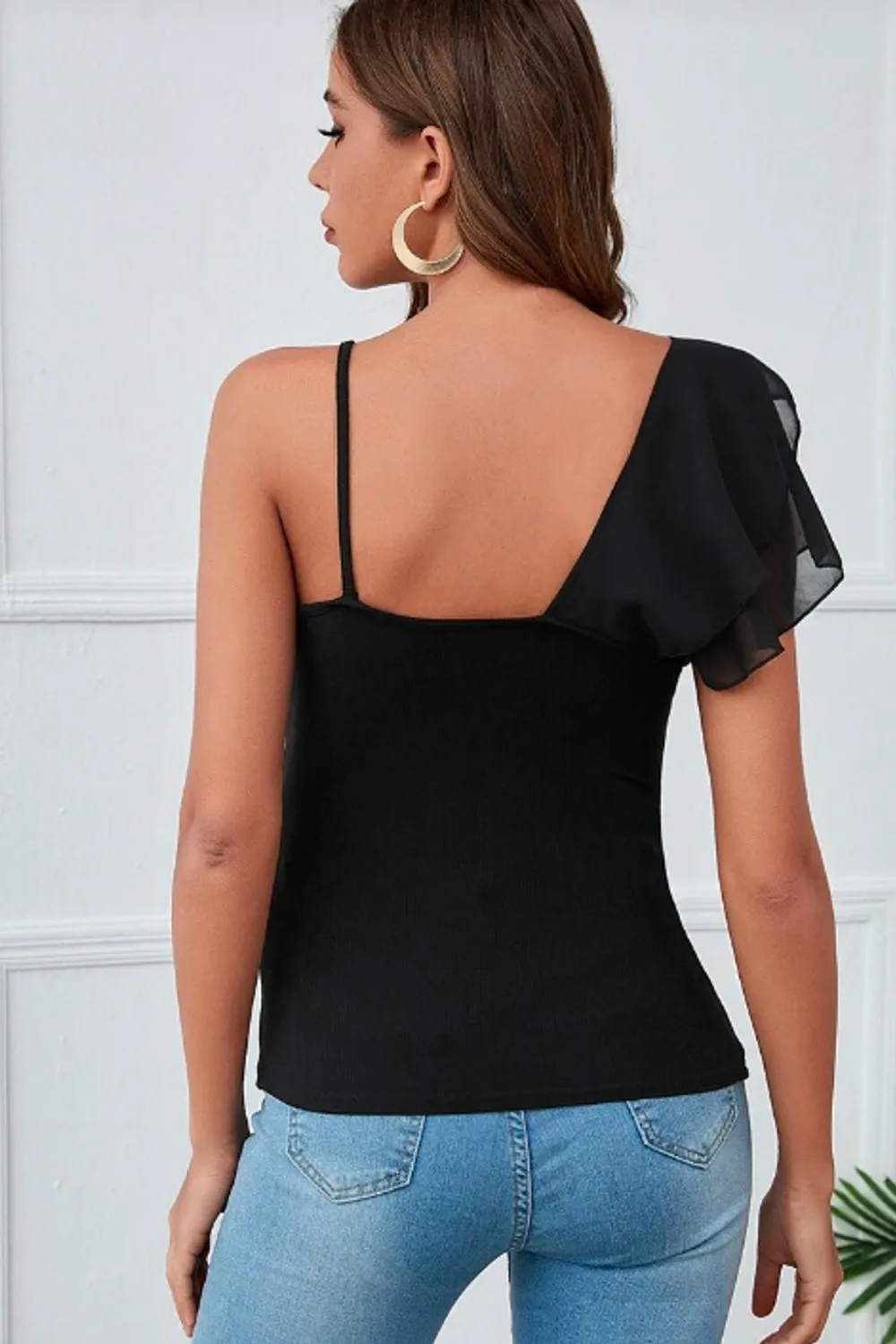 Black Ruffle Top