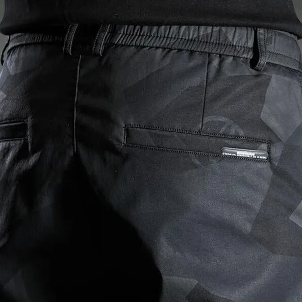 Black slim-fit chino trousers for men