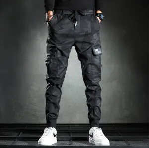 Black slim-fit chino trousers for men