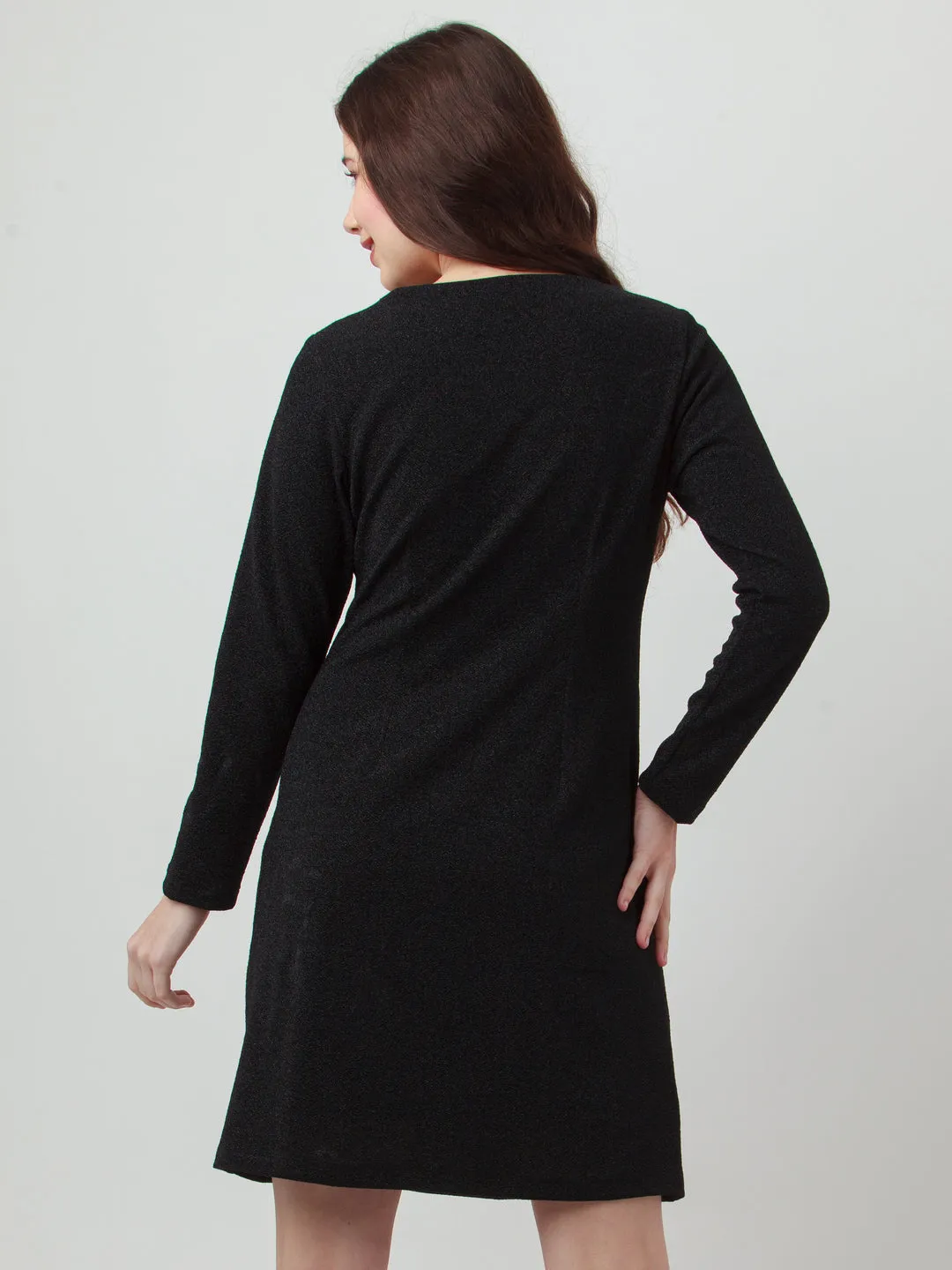 Black Solid Fitted Short Dress