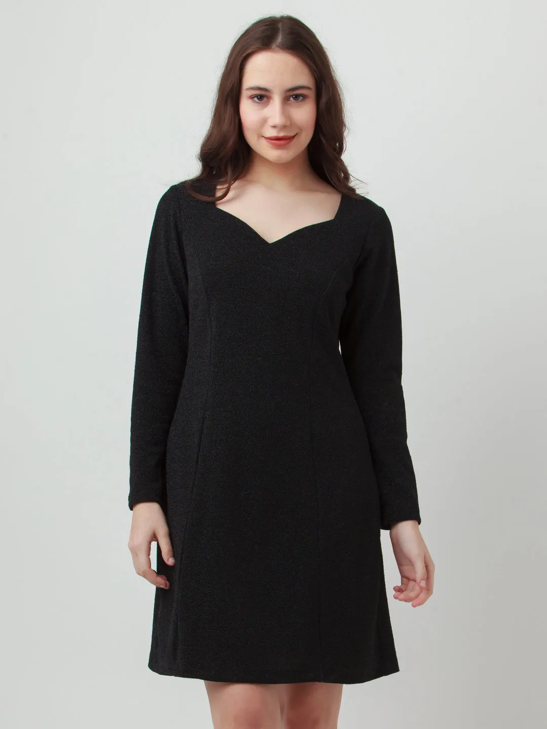 Black Solid Fitted Short Dress