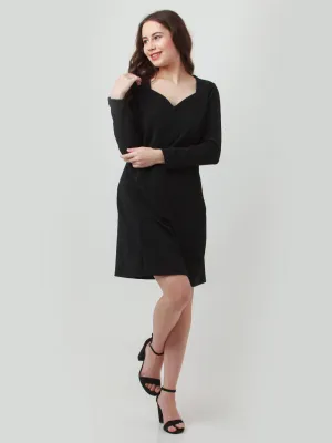 Black Solid Fitted Short Dress