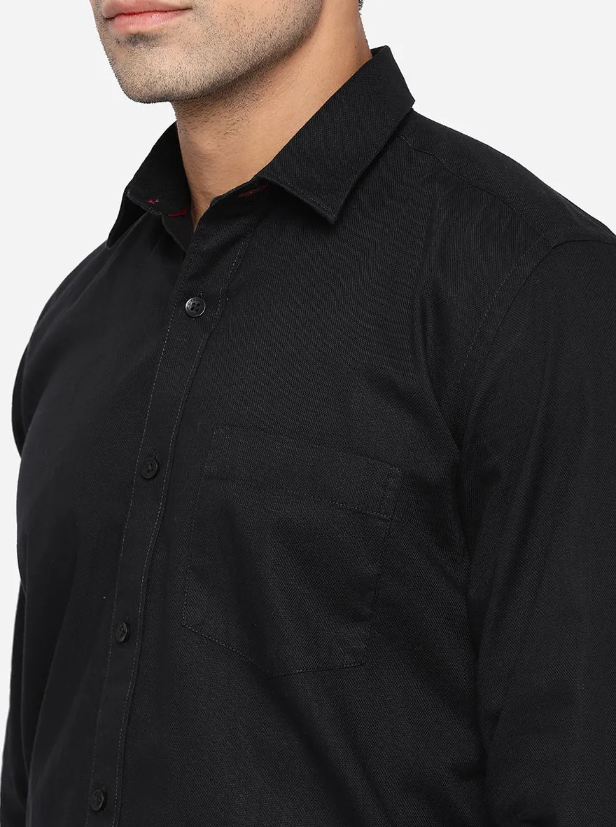 Black Solid Slim Fit Casual Shirt | Greenfibre