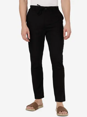 Black Solid Slim Fit Track Pant | JadeBlue