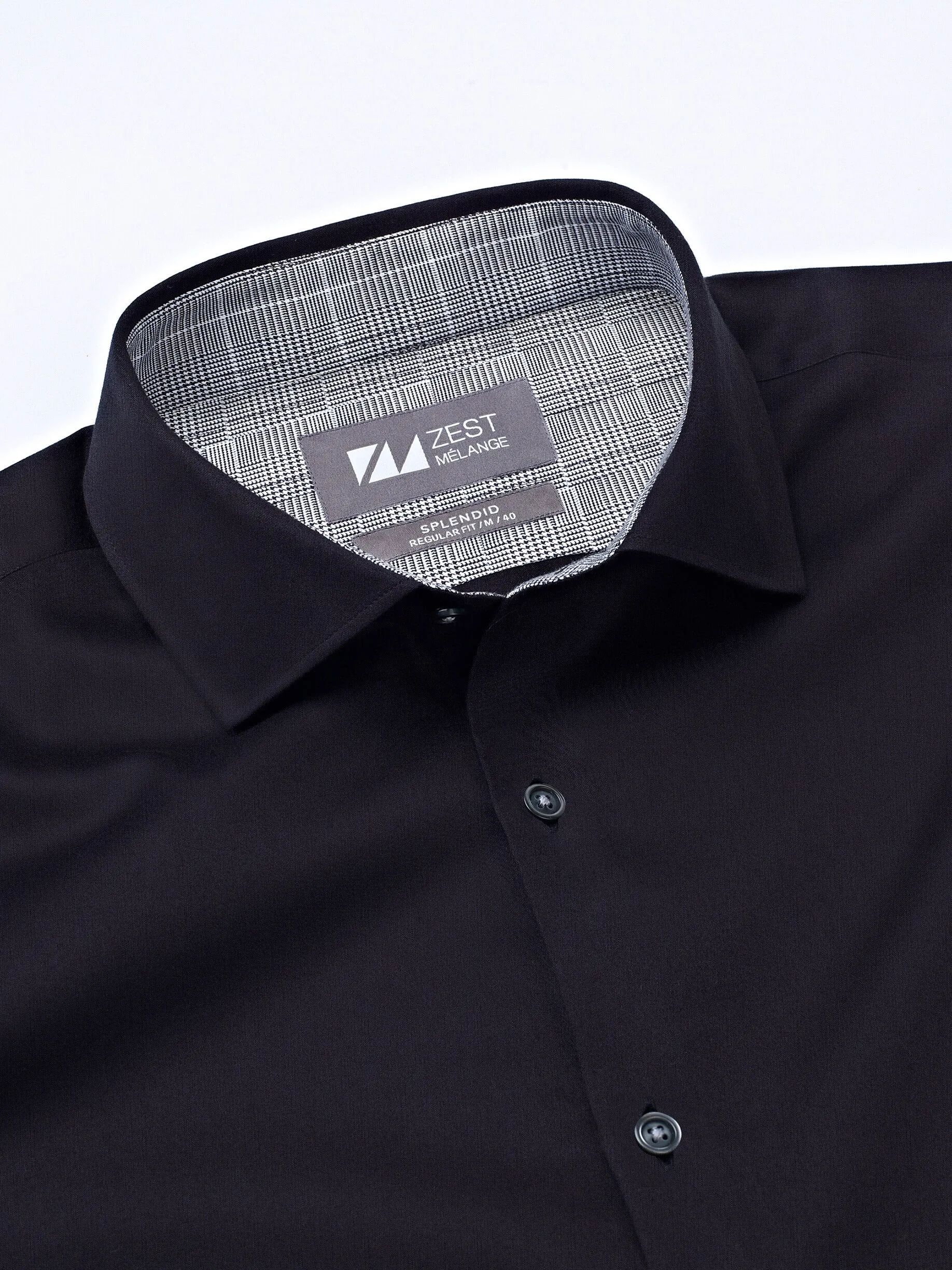 Black Spread Collar Shirt