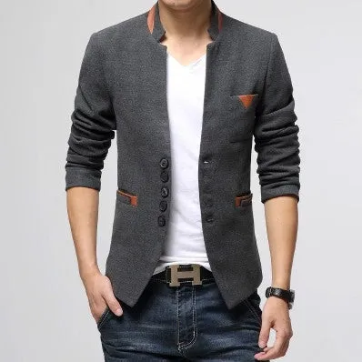 Blazer Men Men's Woolenblends Single Button Casual Blazer ,men's Business Slim Jacket Coat