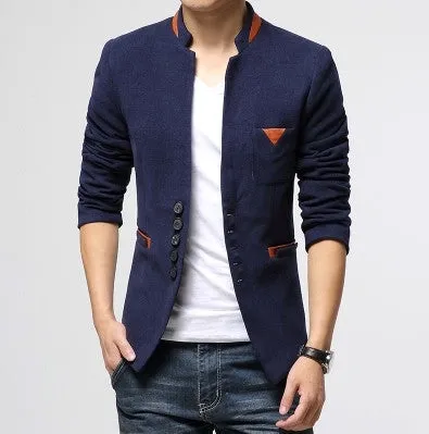 Blazer Men Men's Woolenblends Single Button Casual Blazer ,men's Business Slim Jacket Coat