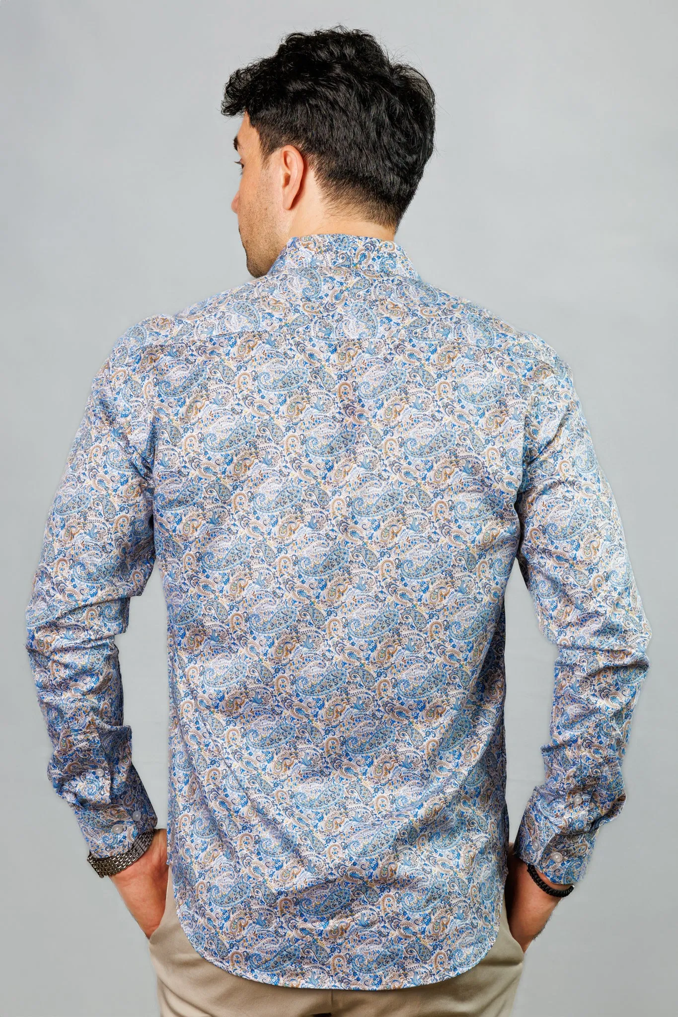 Blue Paisley Print Shirt