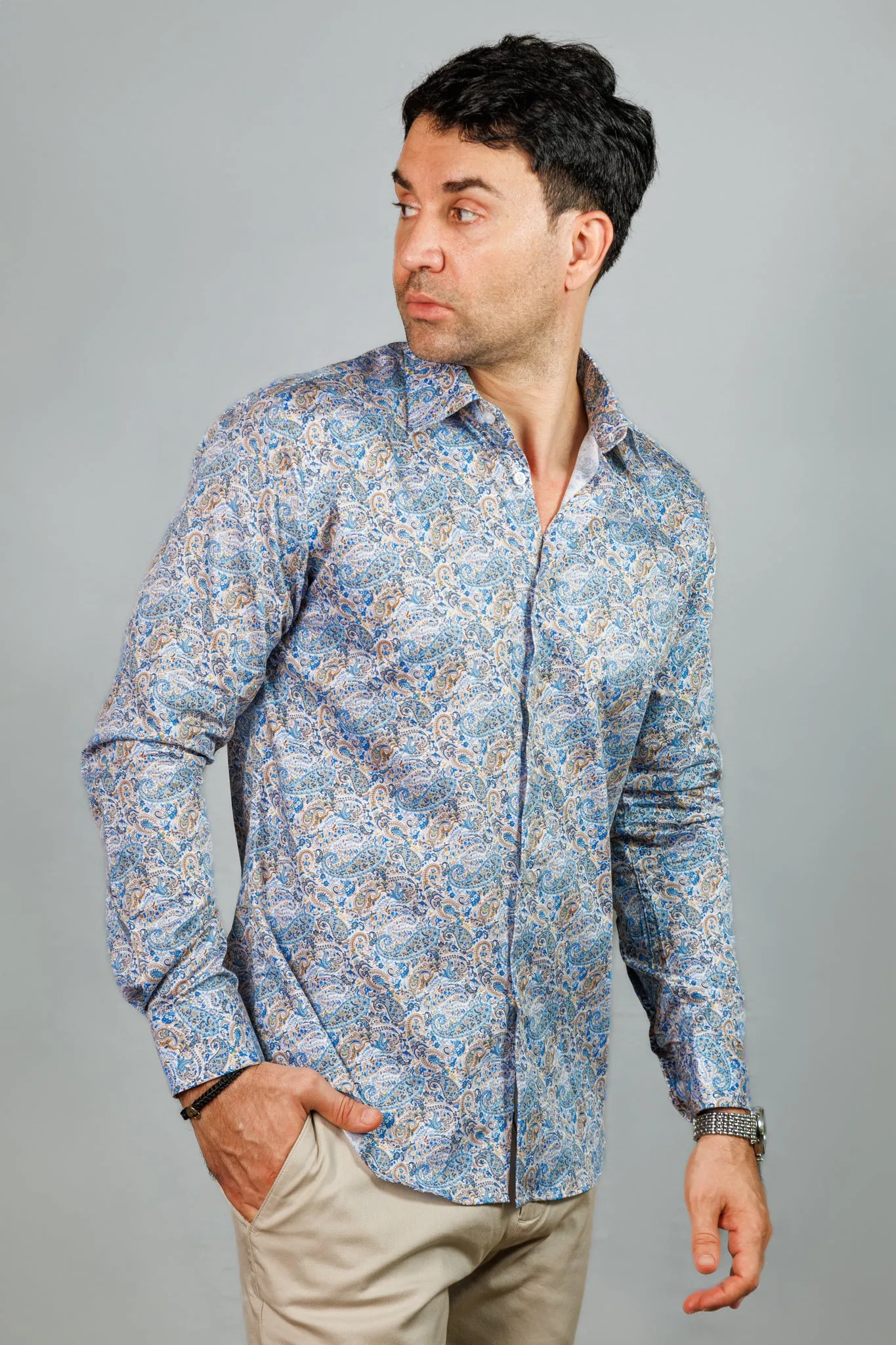 Blue Paisley Print Shirt