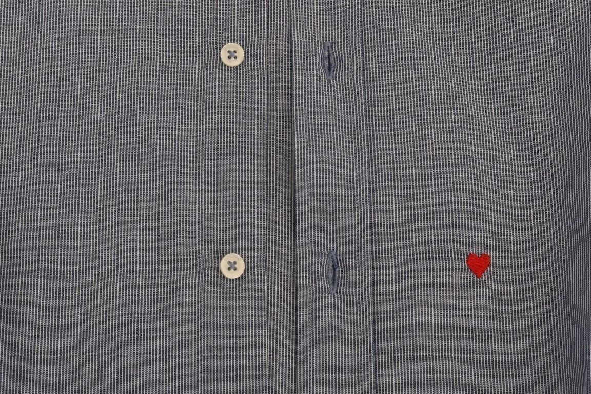 Blue Striped Cotton Slim Fit Dress Shirt