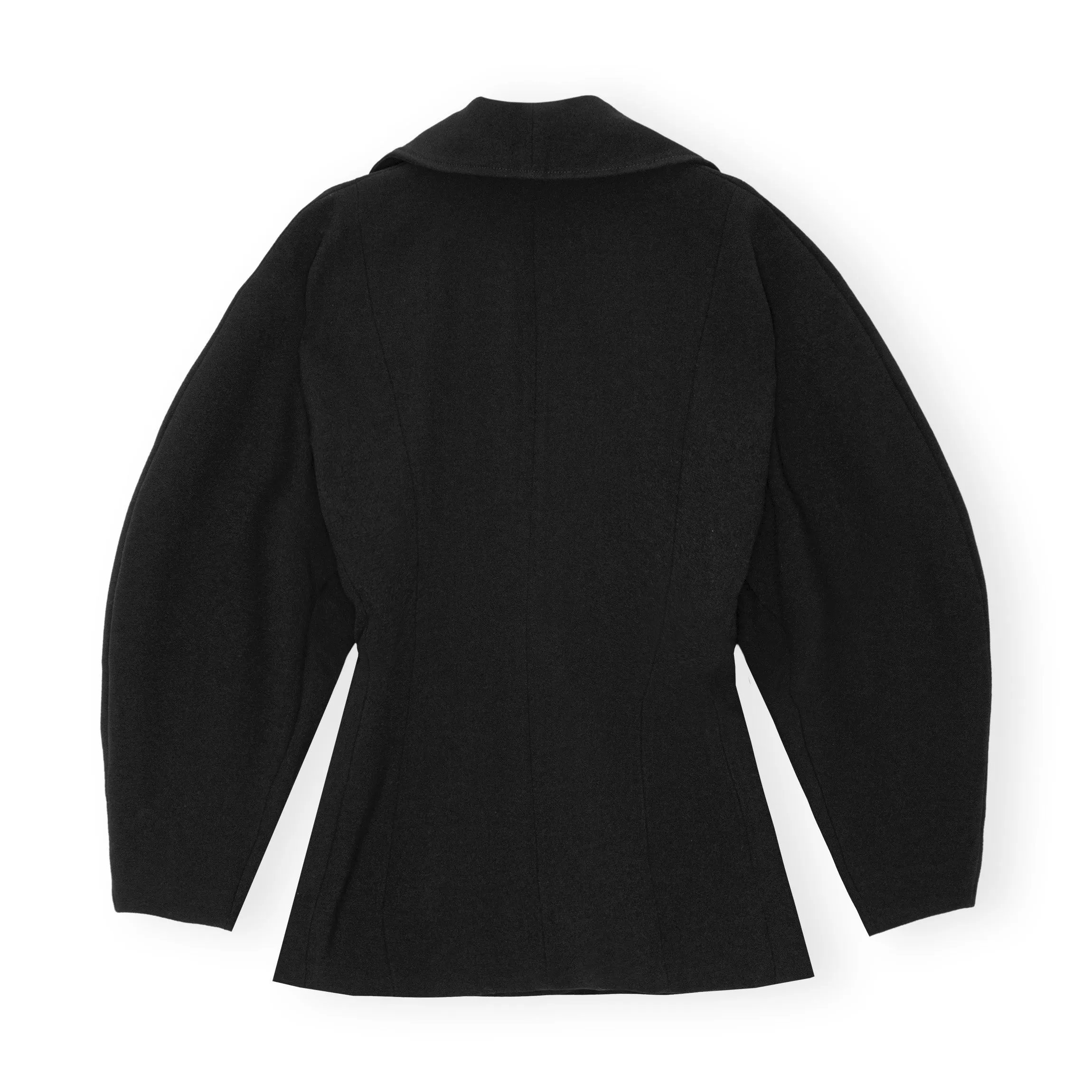 BONDED CREPE CURVE SLEEVE JACKET | BLACK