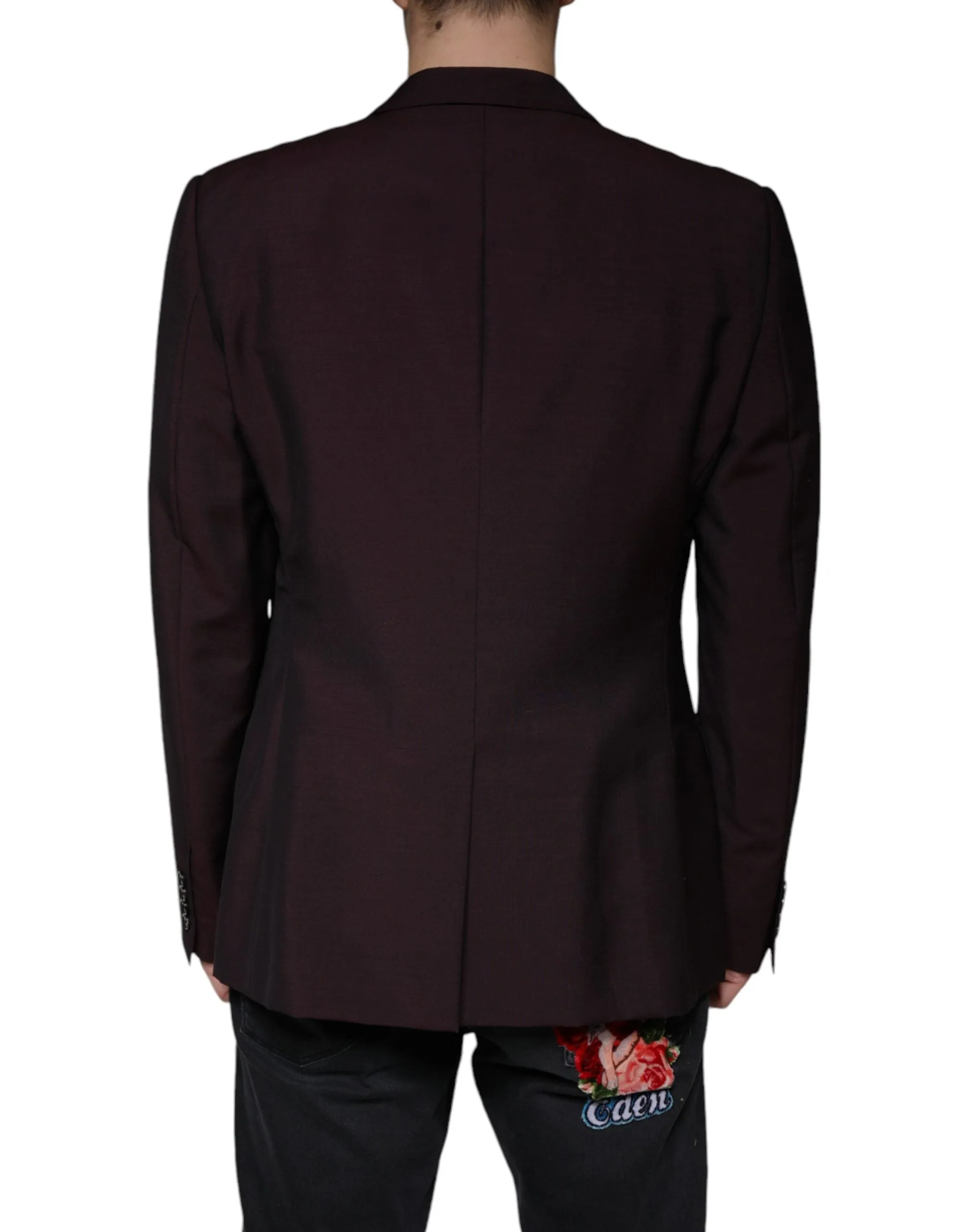 Bordeaux Wool Single Breasted Dress Blazer