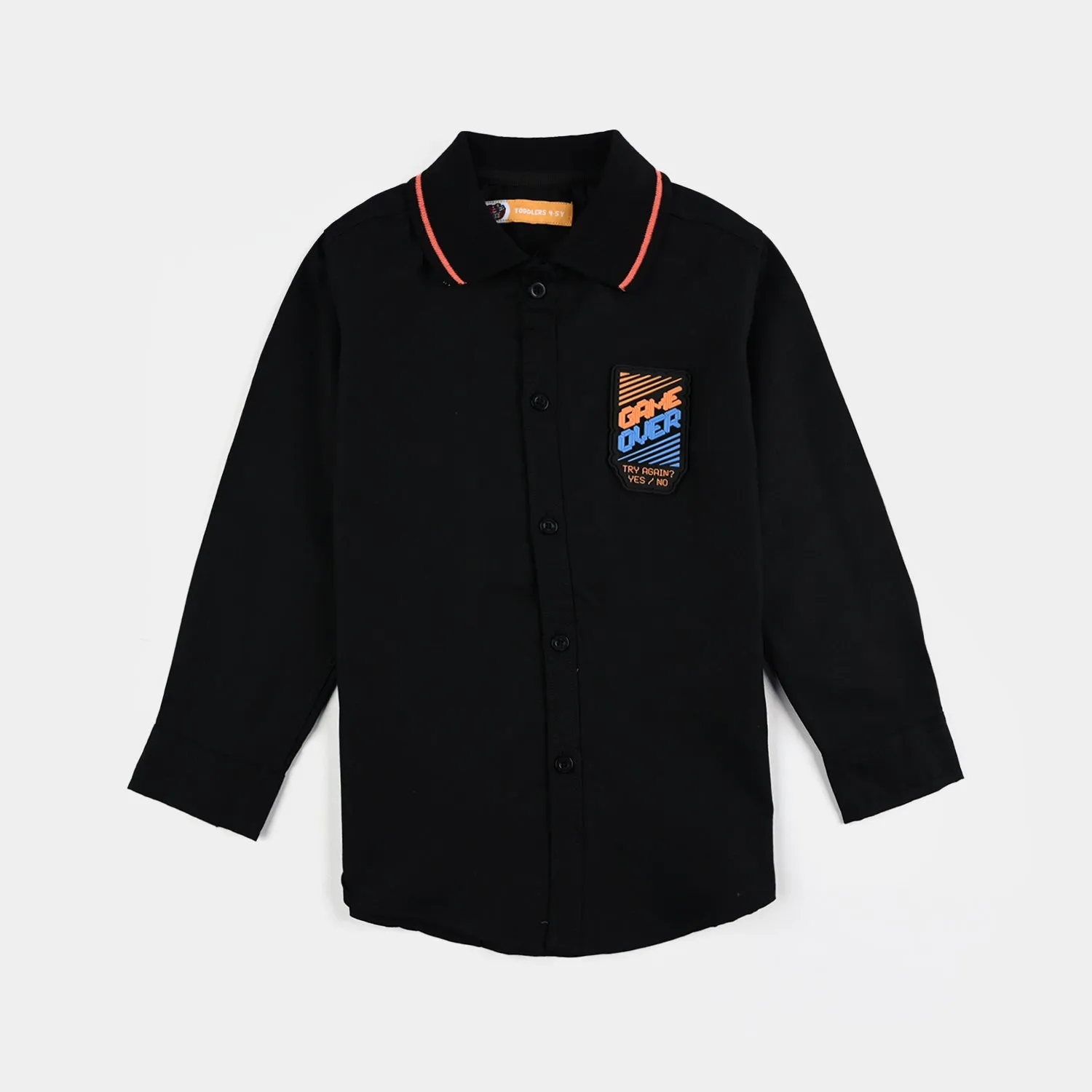 Boys Oxford Casual Shirt (Game Over)-BLACK