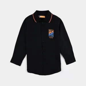 Boys Oxford Casual Shirt (Game Over)-BLACK