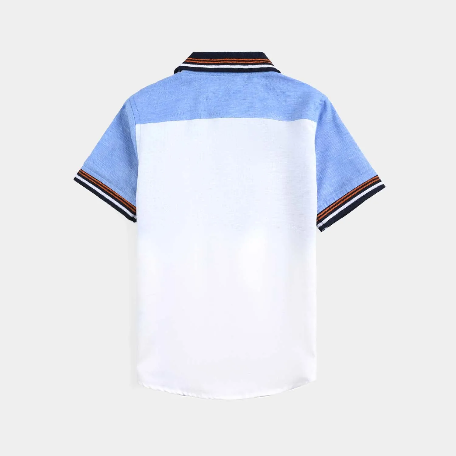 Boys Oxford Casual Shirt H/S (98)-White/Sky Blue