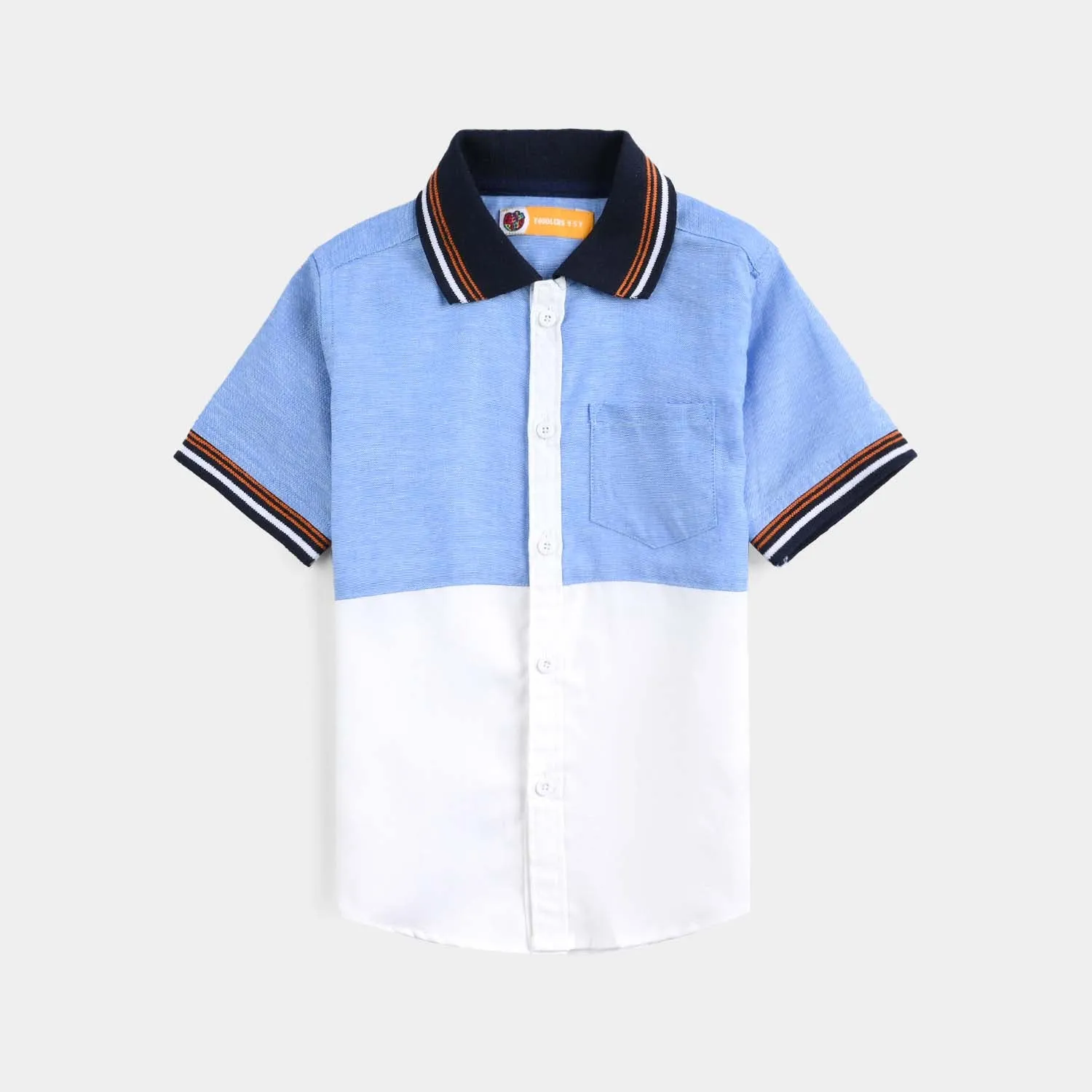 Boys Oxford Casual Shirt H/S (98)-White/Sky Blue