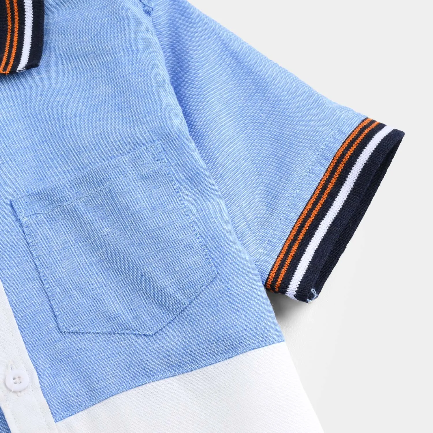 Boys Oxford Casual Shirt H/S (98)-White/Sky Blue