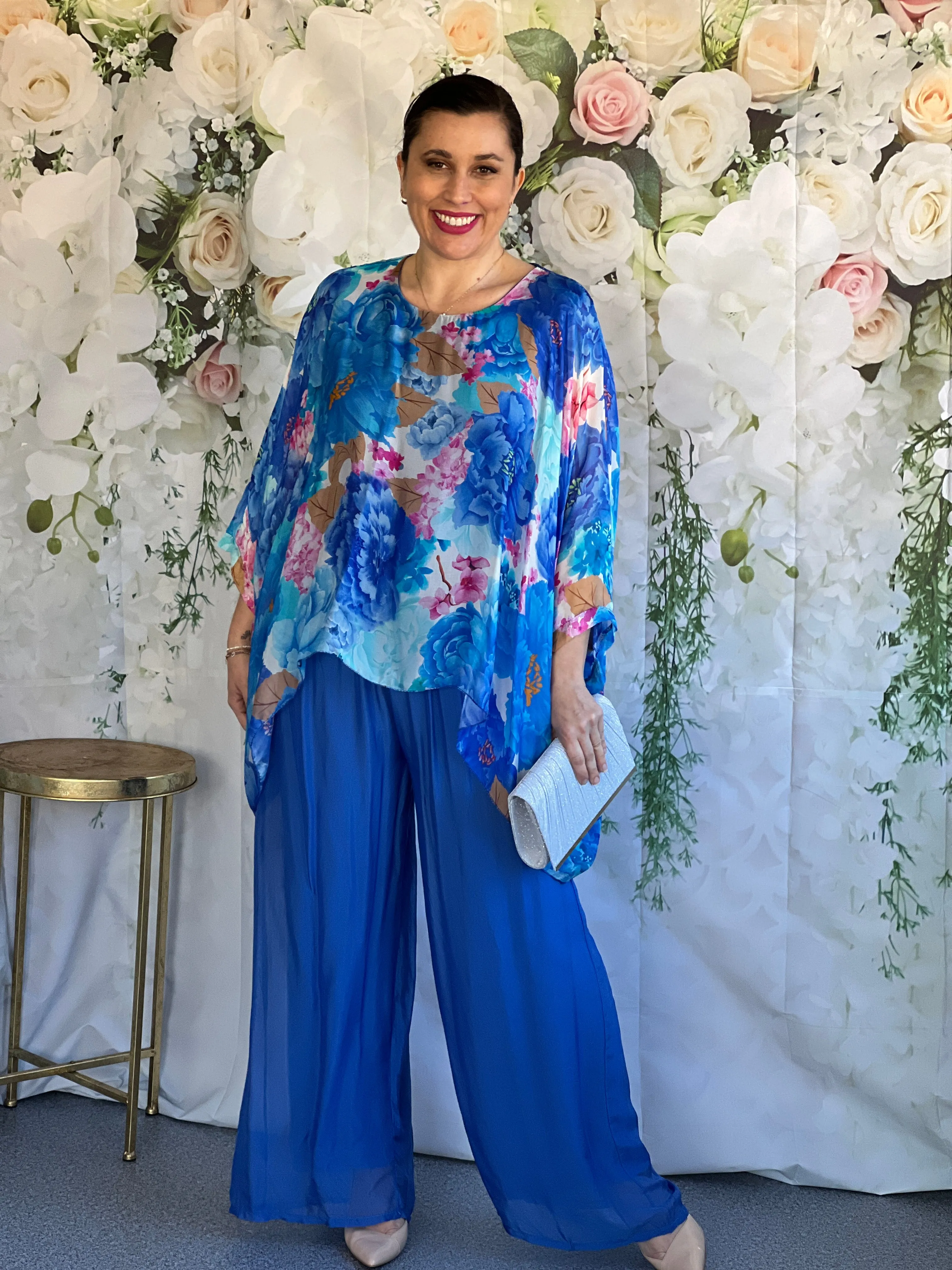 Brax Blue Floral Silk Top
