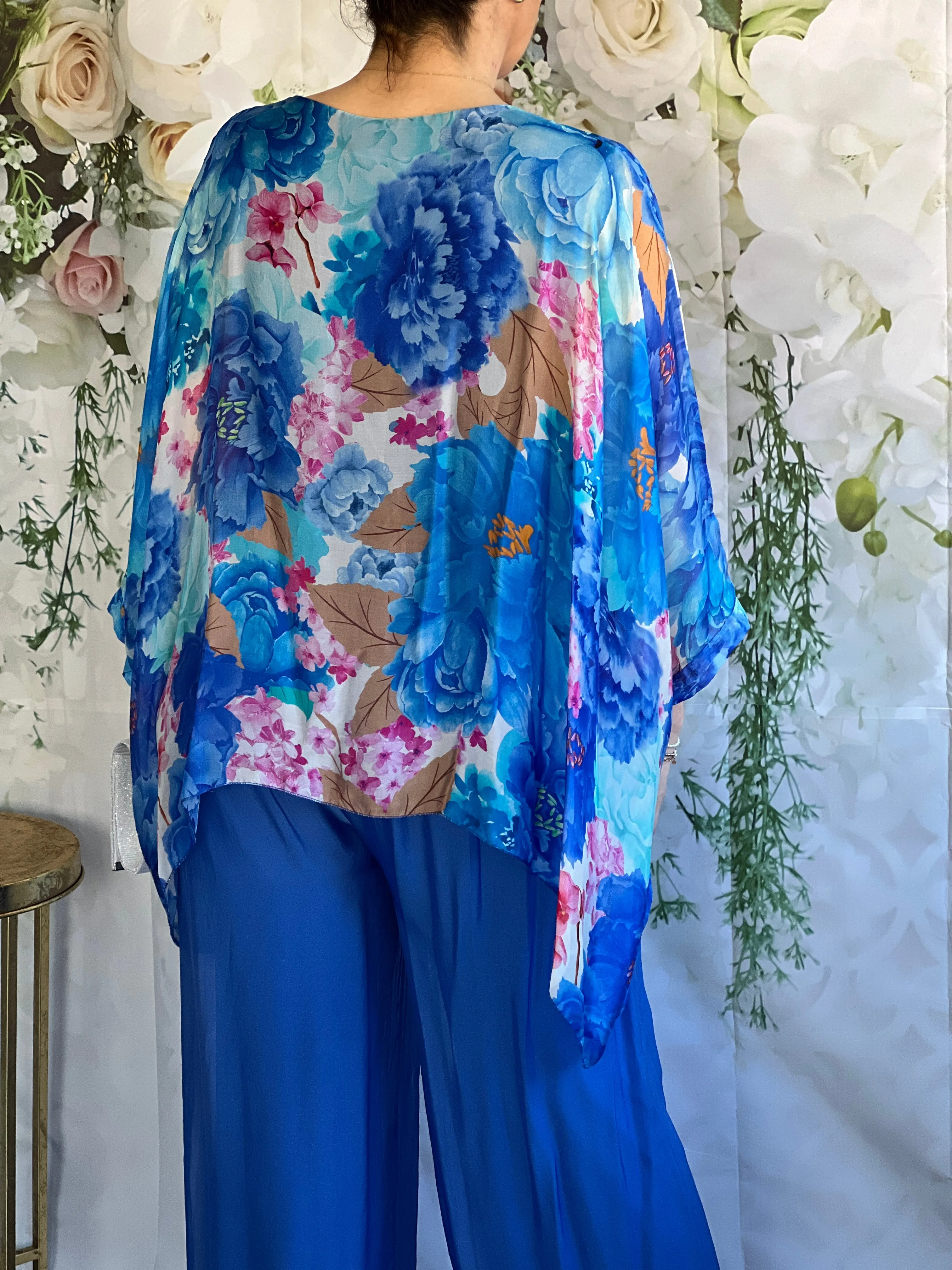 Brax Blue Floral Silk Top