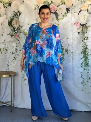 Brax Blue Floral Silk Top