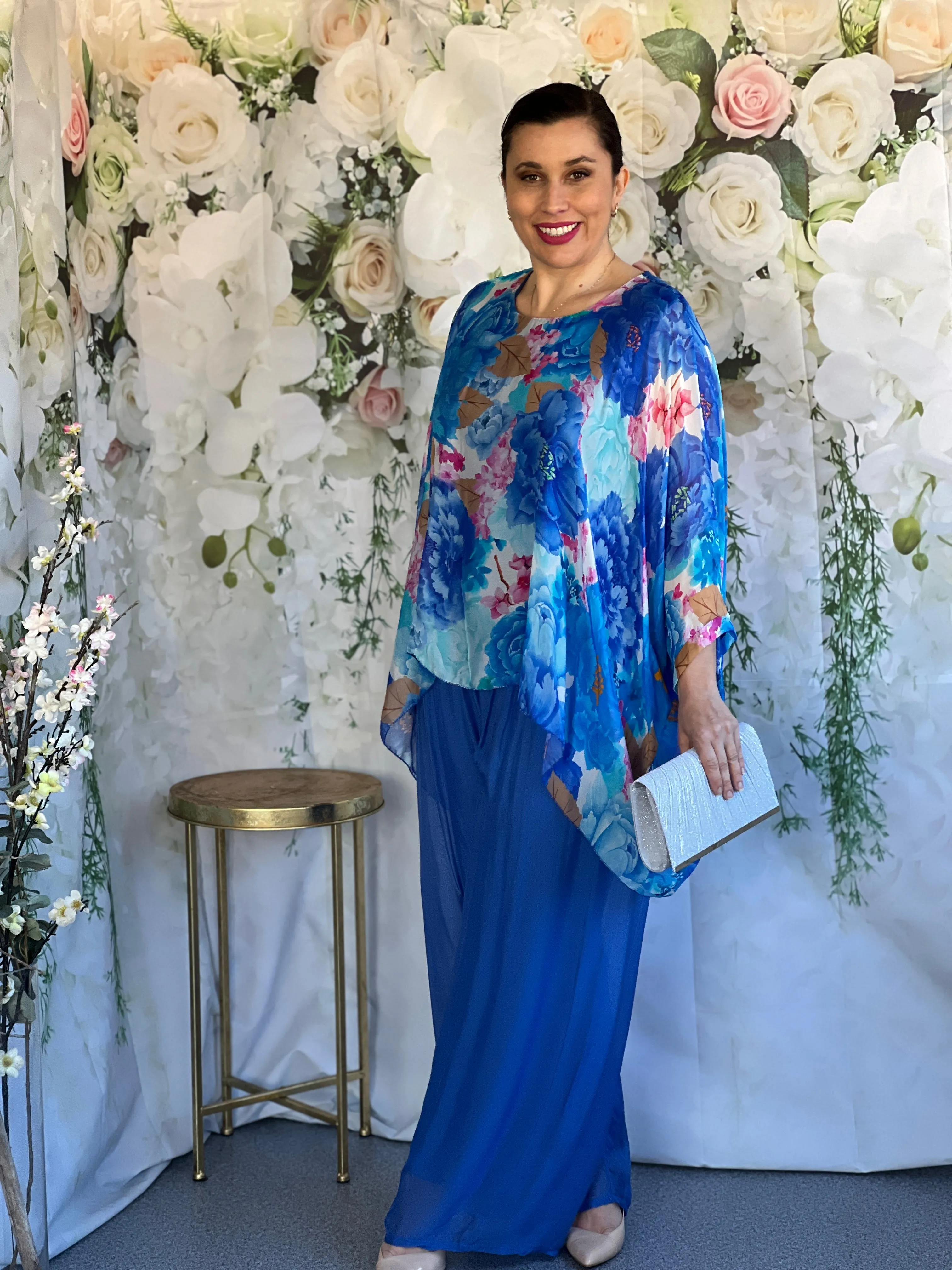 Brax Blue Floral Silk Top