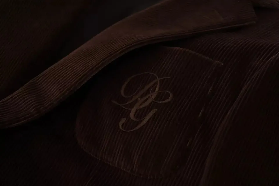 Brown Corduroy Slim Fit Coat DG Logo Blazer