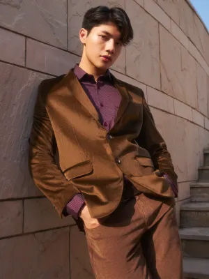 Brown Single Breasted Corduroy Blazer