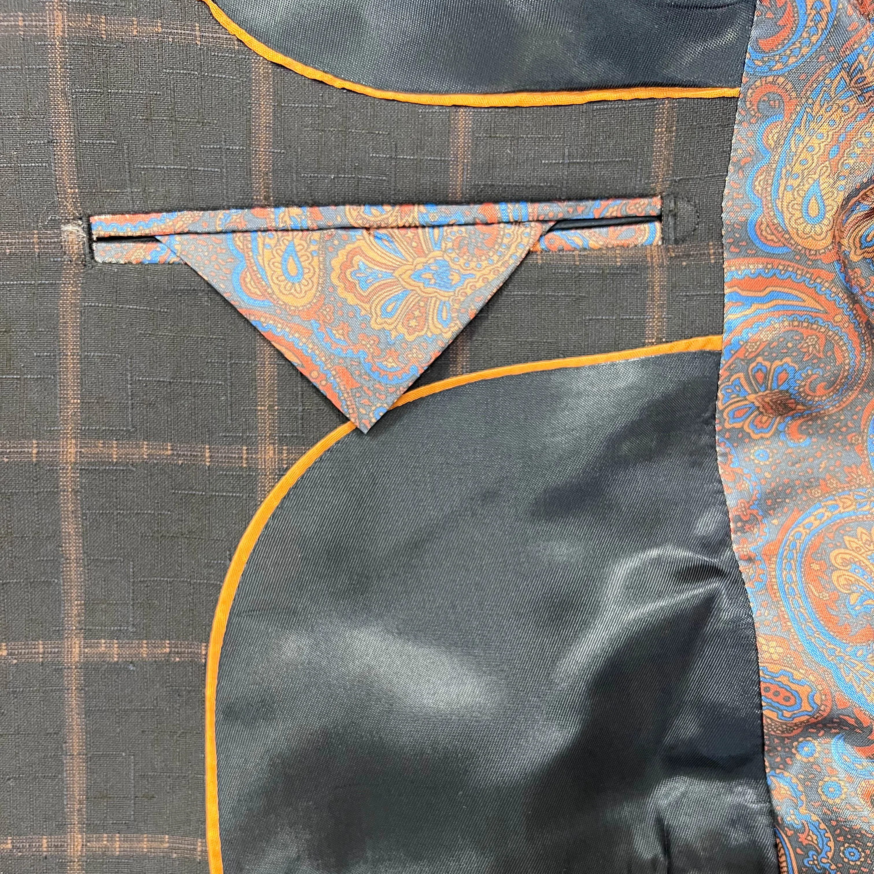 Brown&Navy Windowspane Slim fit 3-piece suit