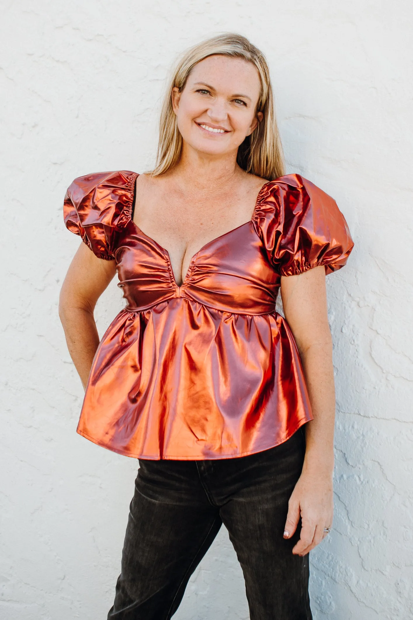 Buddy Love Houston Puff Sleeve Top - Bronze
