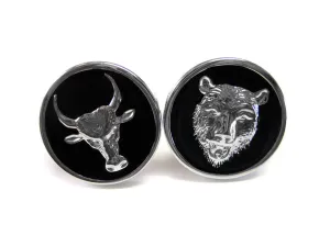 Bull and Bear Stock Invester Cufflinks