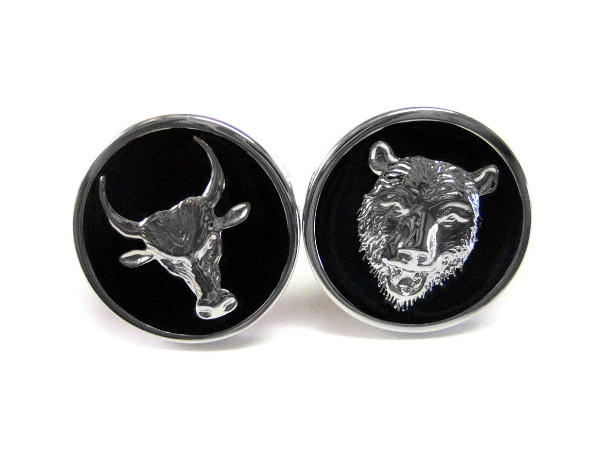 Bull and Bear Stock Invester Cufflinks
