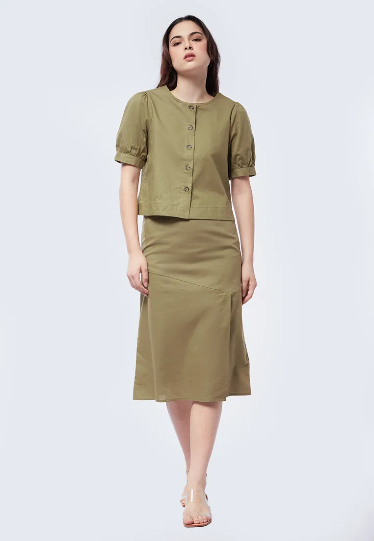 Button Up Puff Sleeve Top