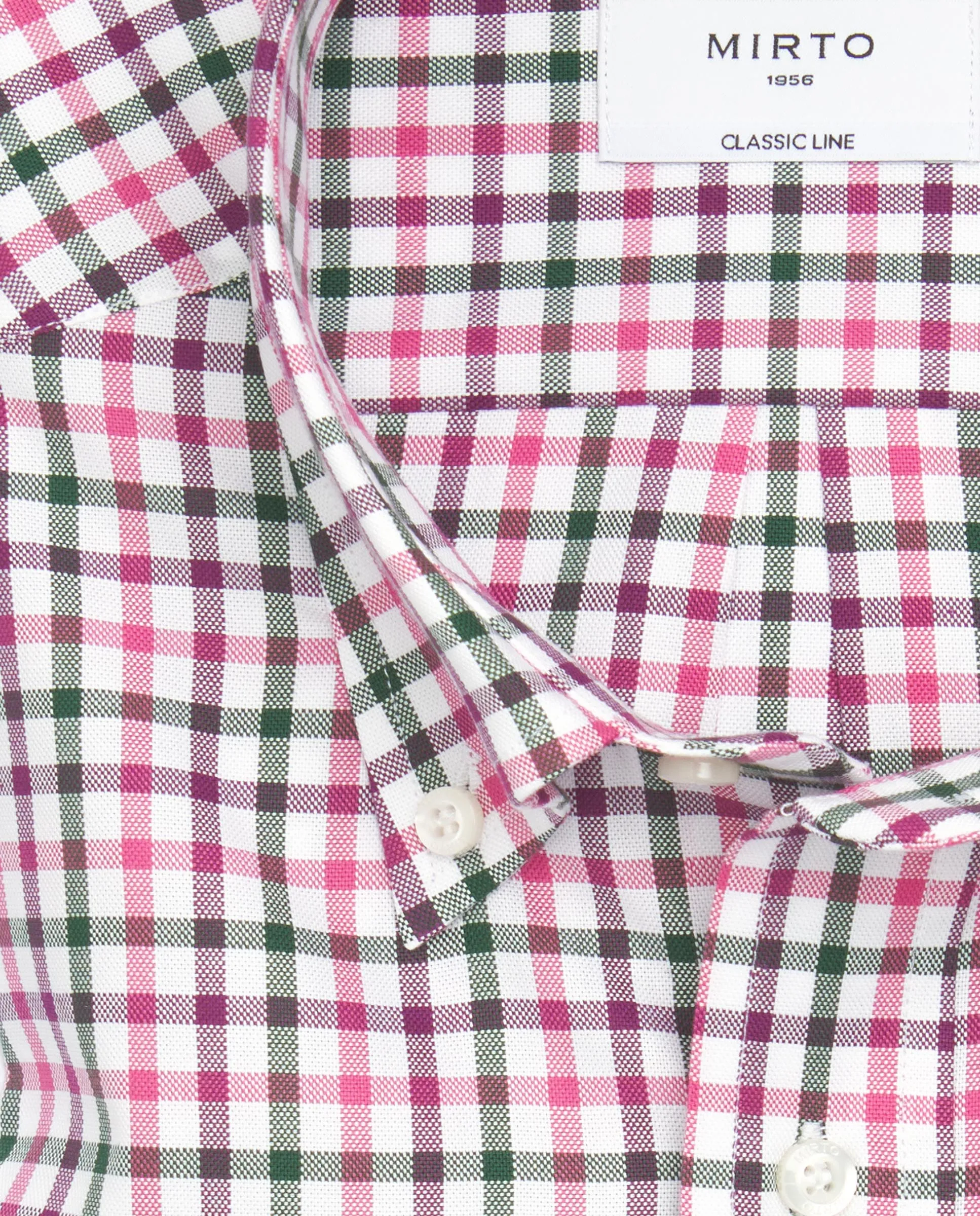 Camisa casual blanca cuadros rosas y verdes algodón Oxford