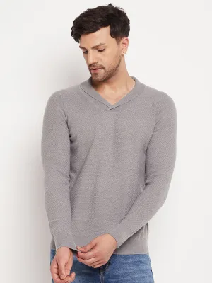 Camla Barcelona Shawl Collar Grey Sweater For Men