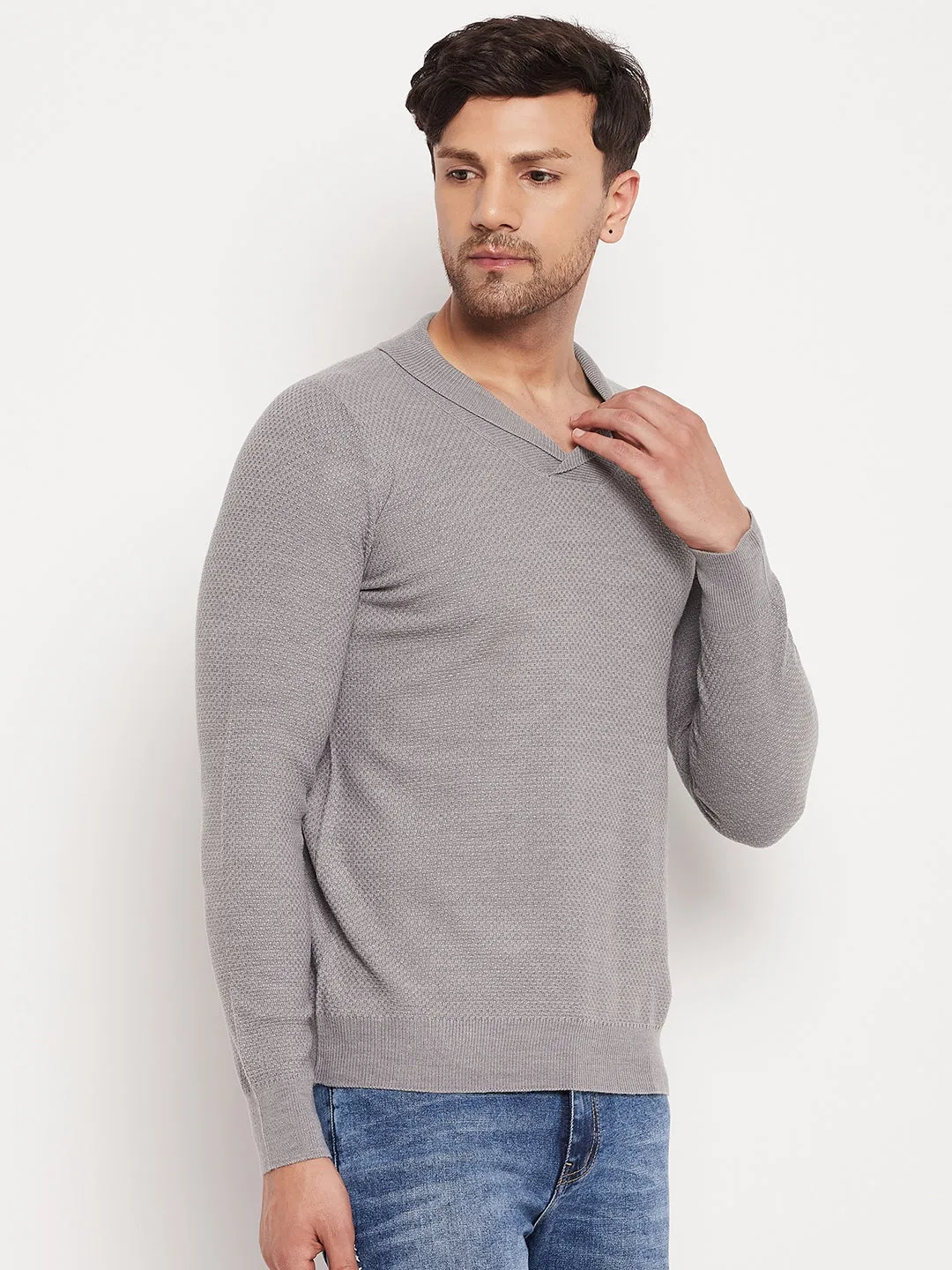 Camla Barcelona Shawl Collar Grey Sweater For Men