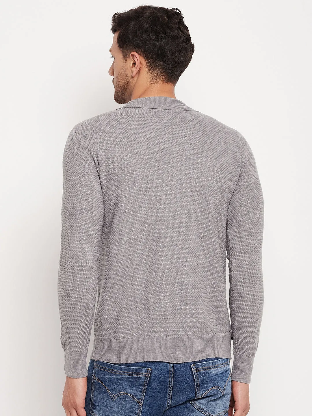 Camla Barcelona Shawl Collar Grey Sweater For Men