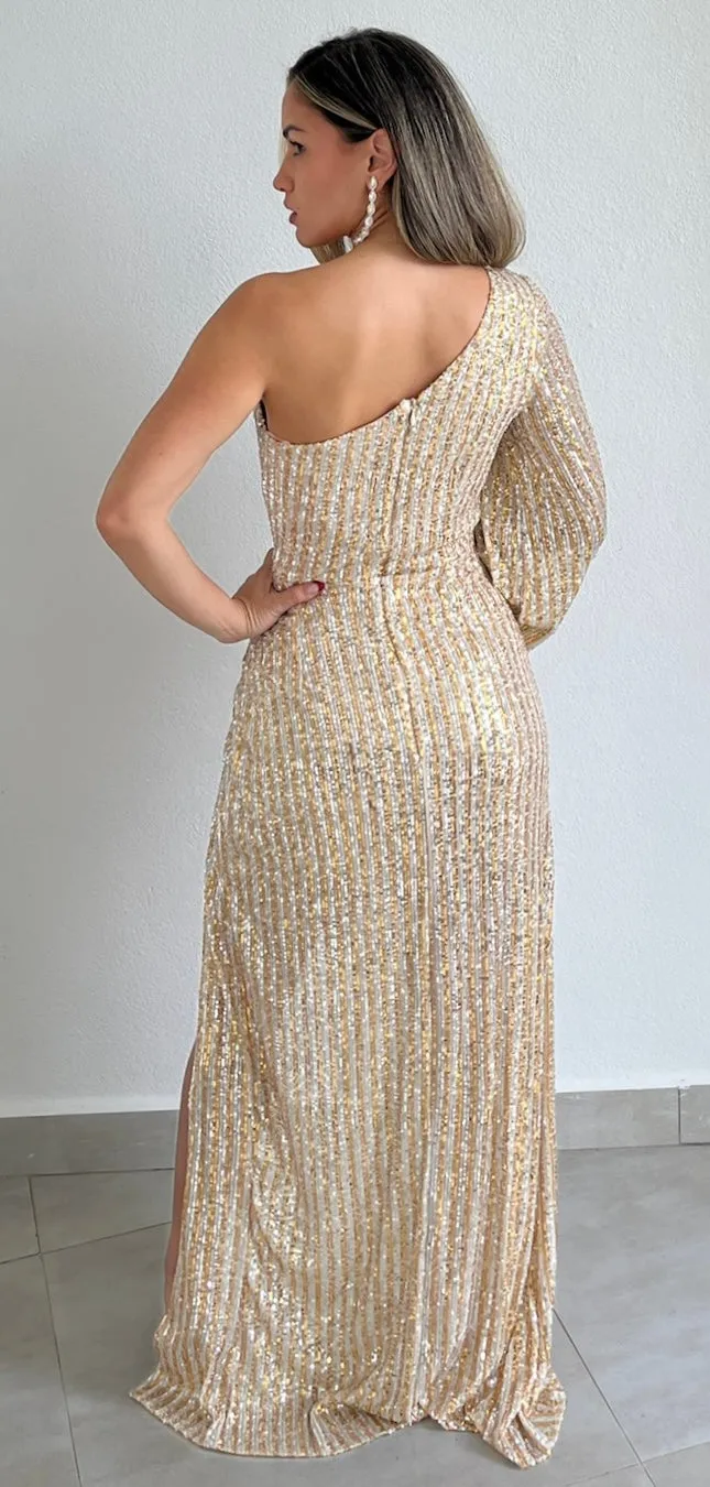 Capture the Moon Two Tones Sequins Long Dress