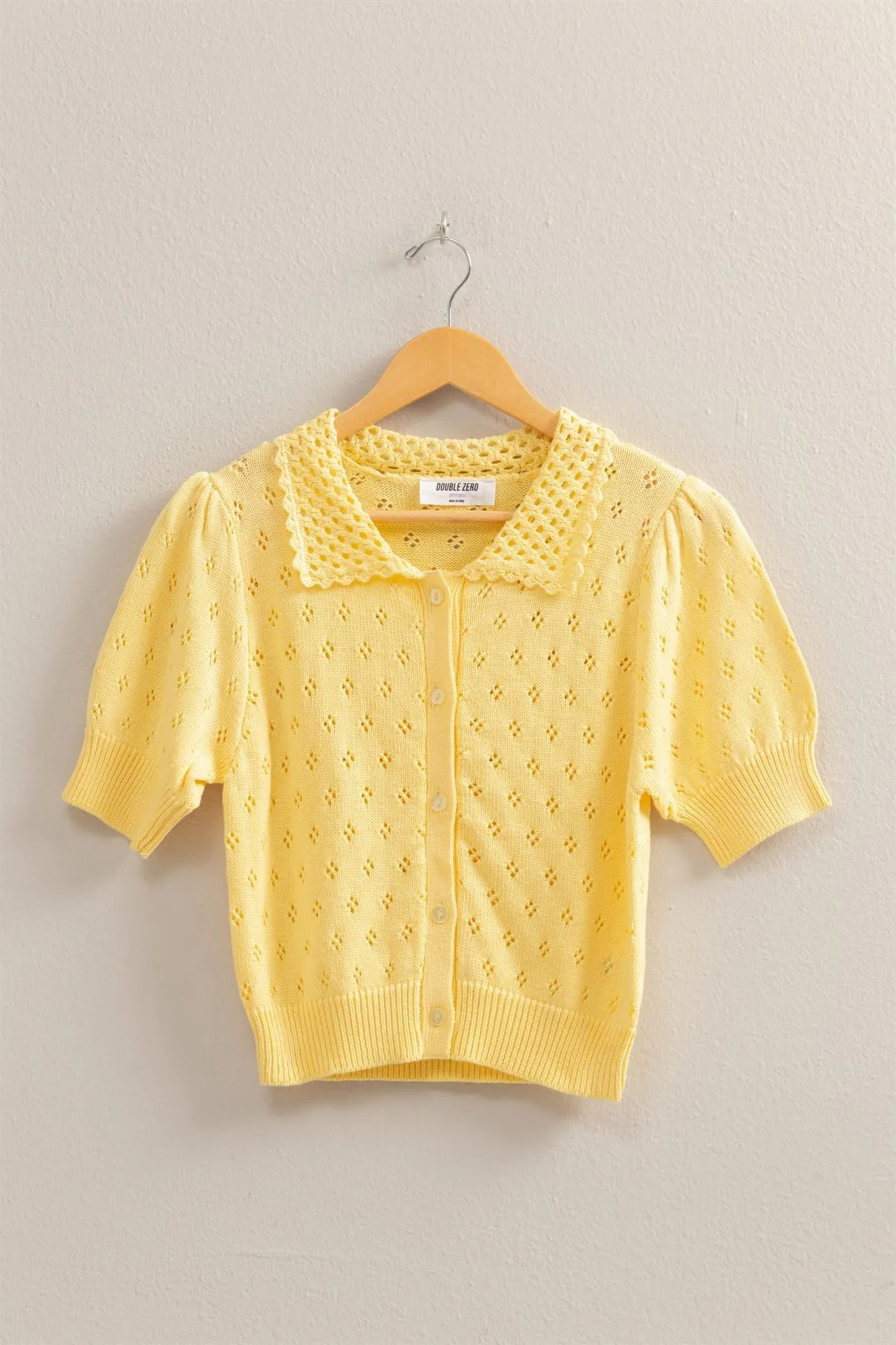 Celeste- Cute Pointelle Puff Sleeve Top