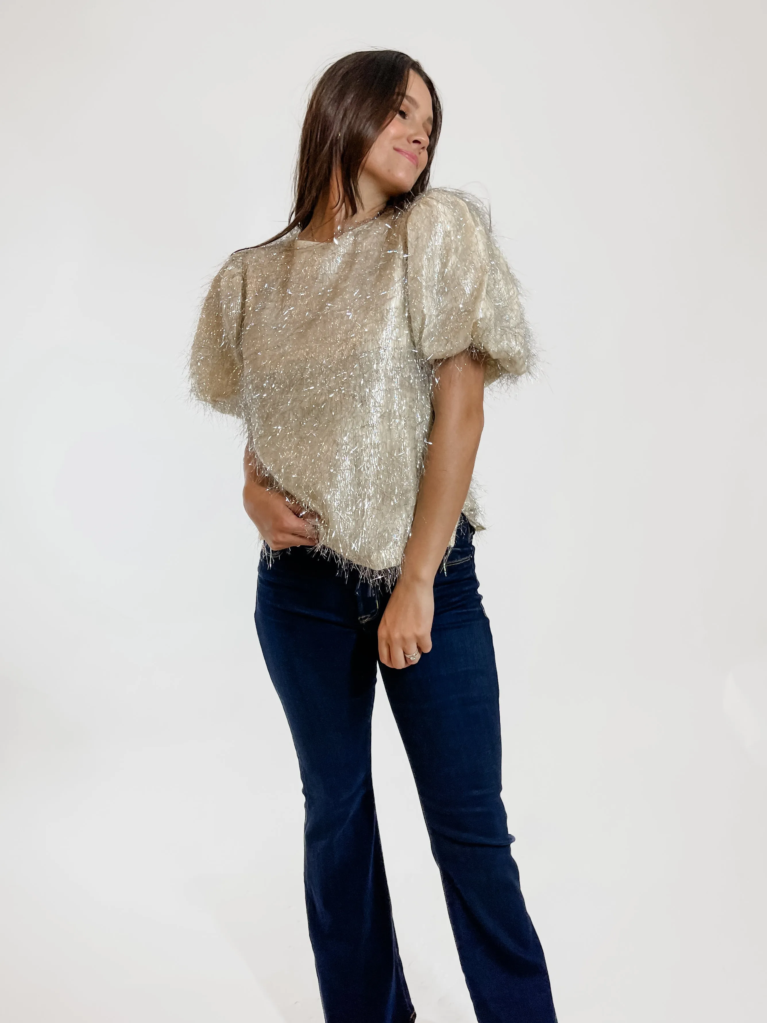 Champagne Fringe Top