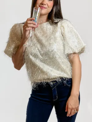 Champagne Fringe Top