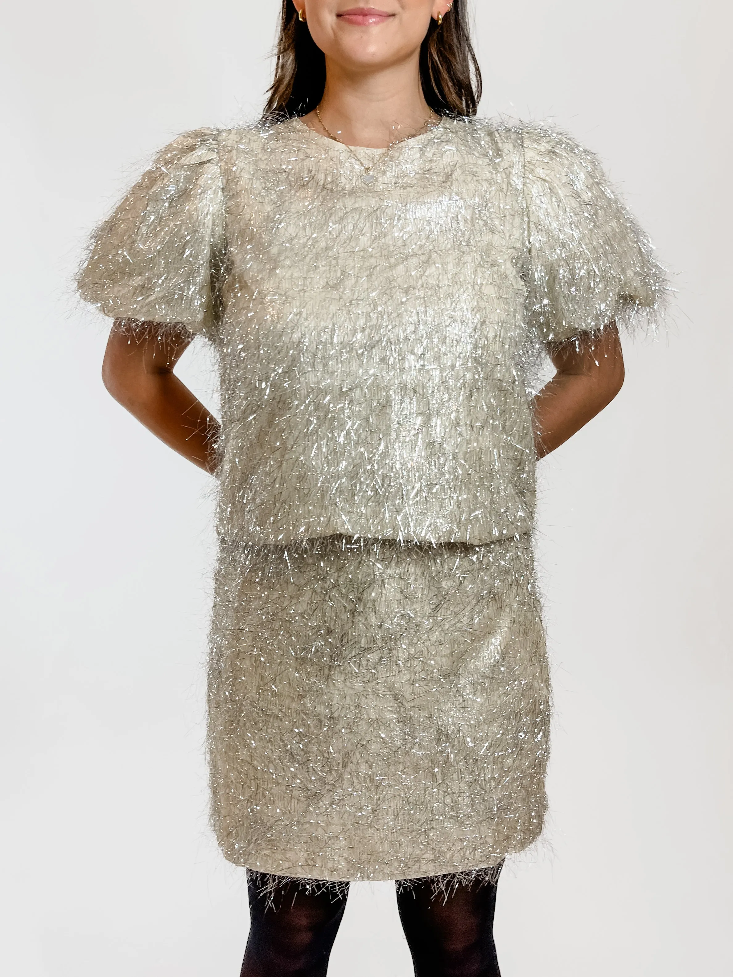 Champagne Fringe Top
