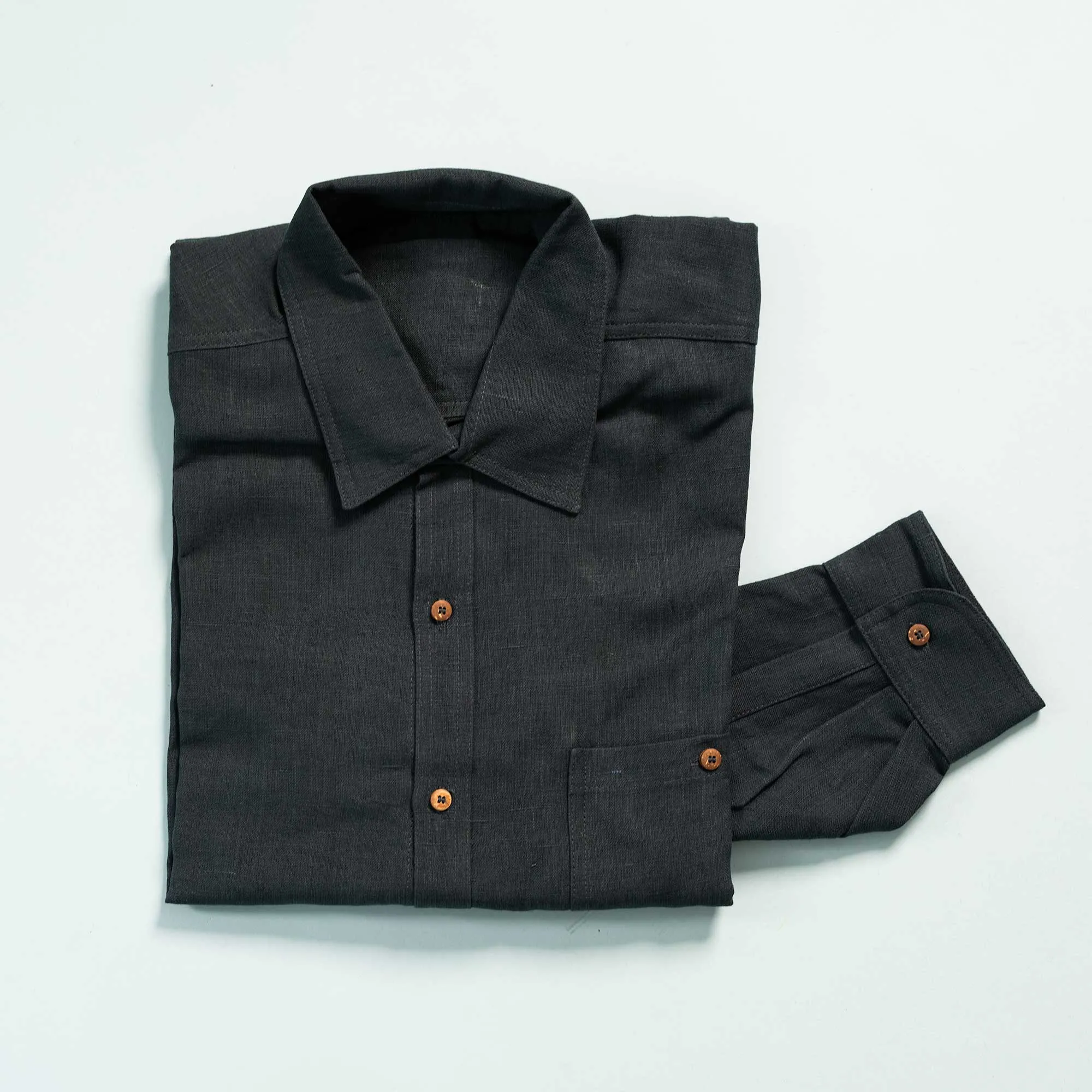 CHANCE 100% Organic Hemp Long-Sleeve Oxford Shirt (No Pocket; Plastic-Free Nut Buttons) (Closeout - Final Sale)
