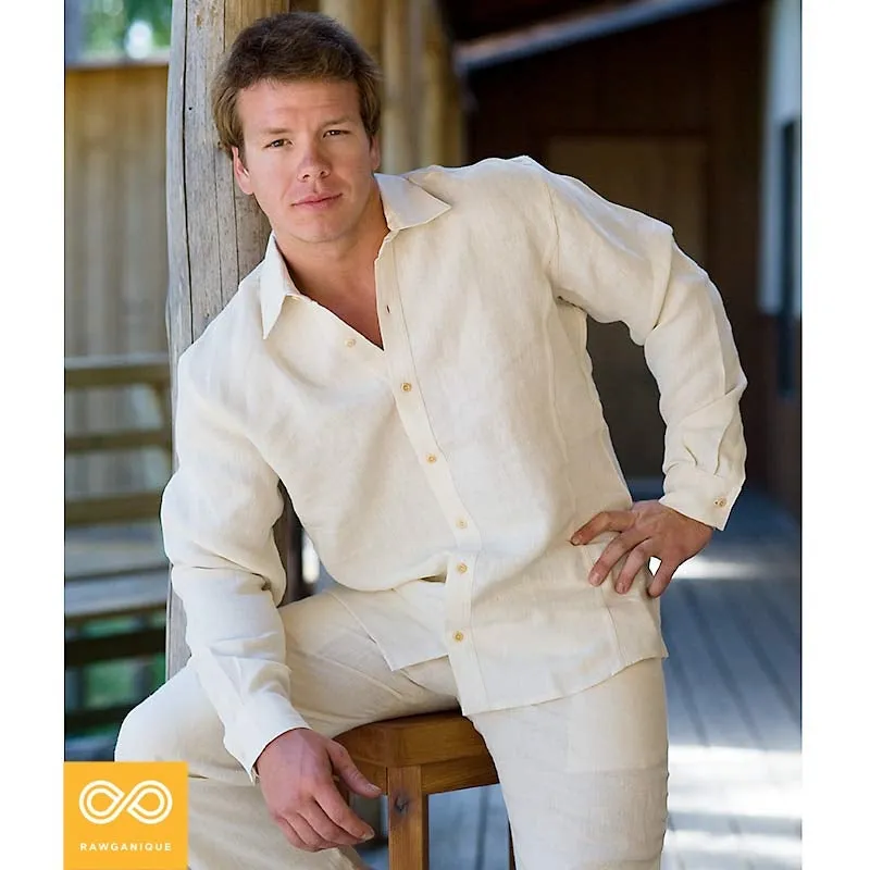 CHANCE 100% Organic Hemp Long-Sleeve Oxford Shirt (No Pocket; Plastic-Free Nut Buttons) (Closeout - Final Sale)