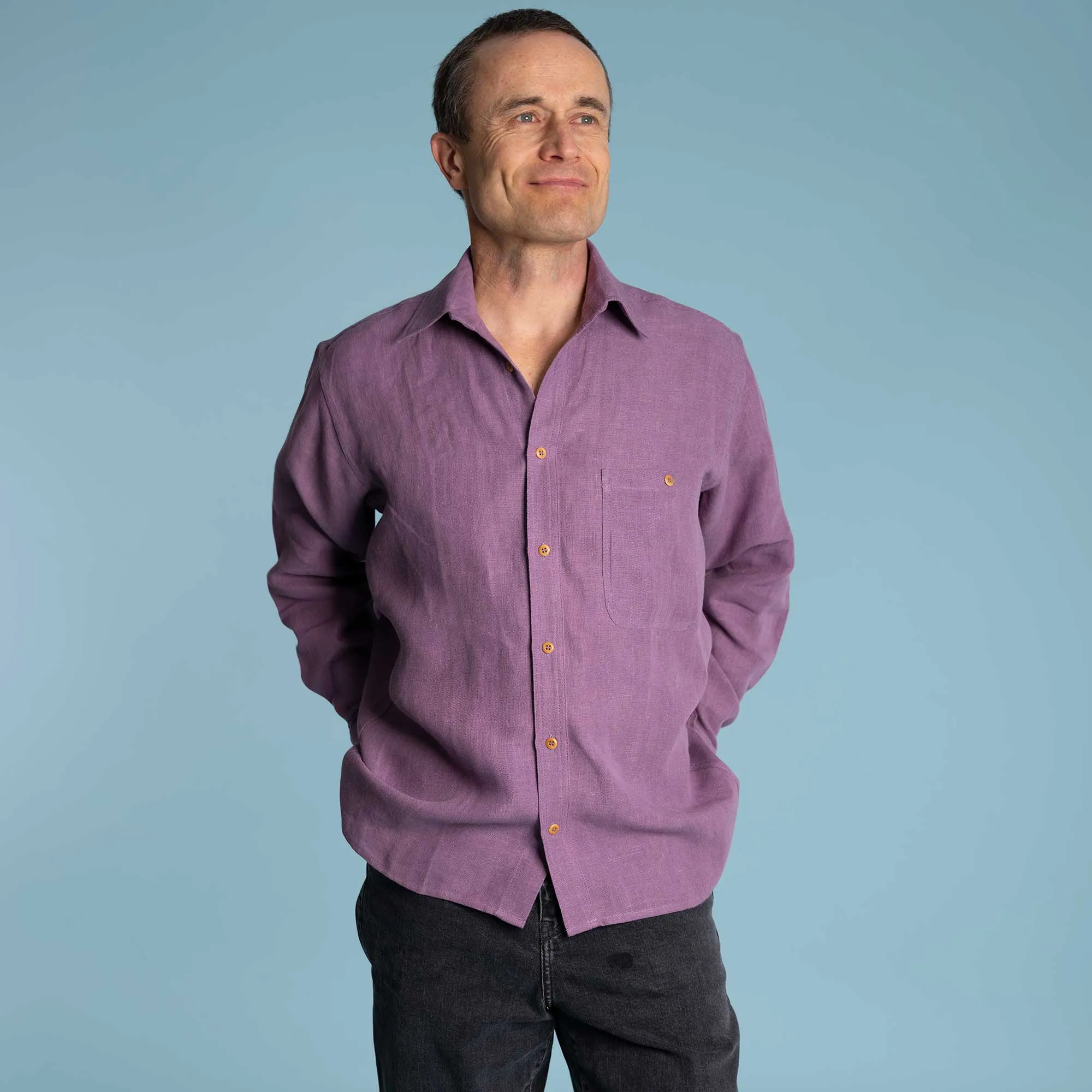 CHANCE 100% Organic Hemp Long-Sleeve Oxford Shirt (No Pocket; Plastic-Free Nut Buttons) (Closeout - Final Sale)