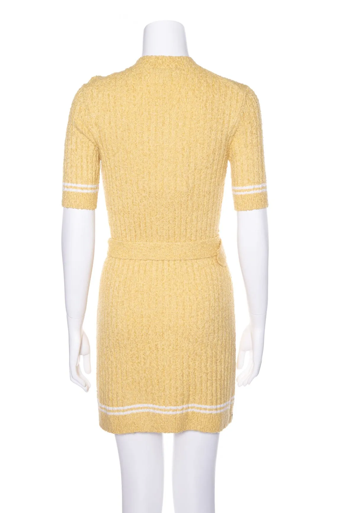 Chanel Yellow Knit Short Sleeve Fitted Dress SZ 36 N WT