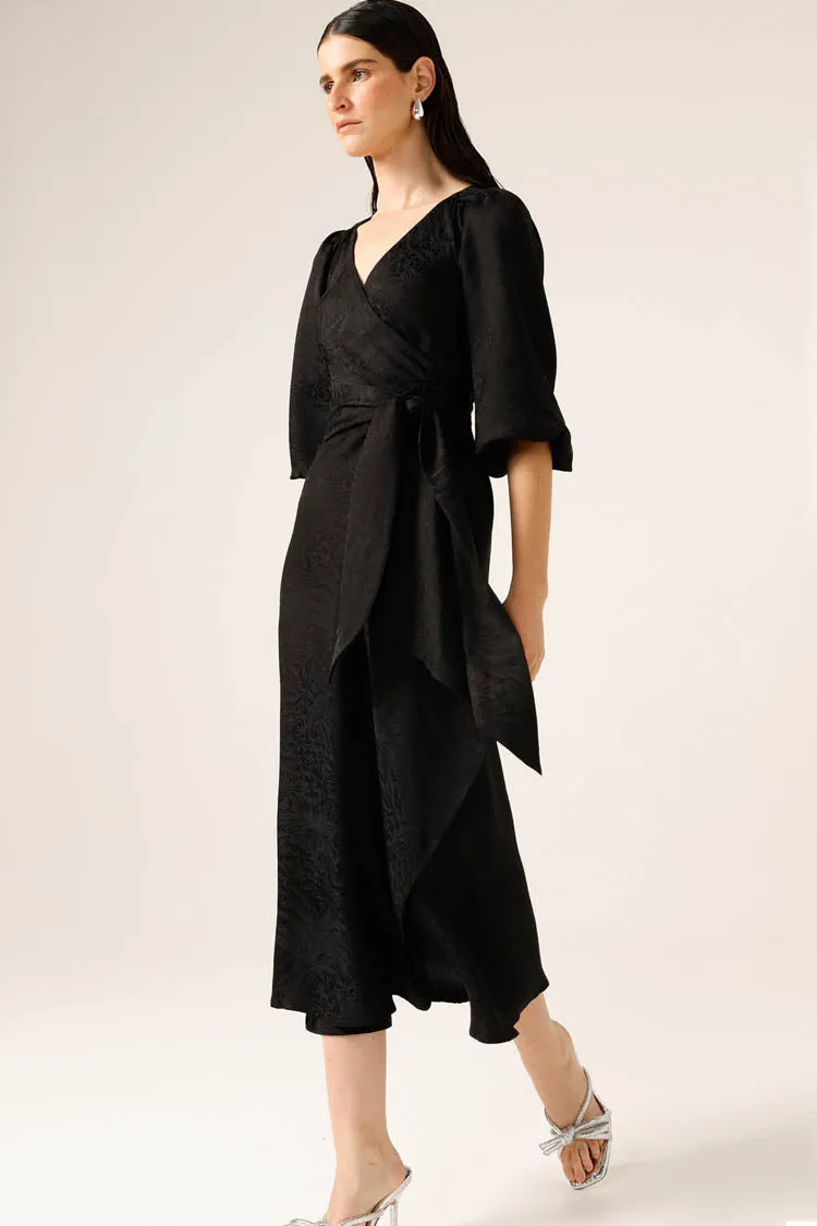 Chateau Wrap Dress in Black