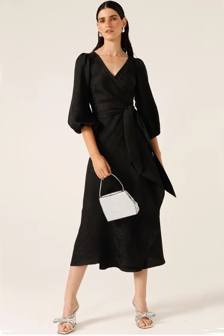Chateau Wrap Dress in Black