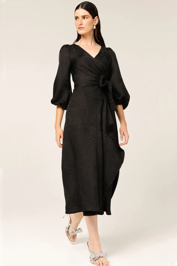 Chateau Wrap Dress in Black